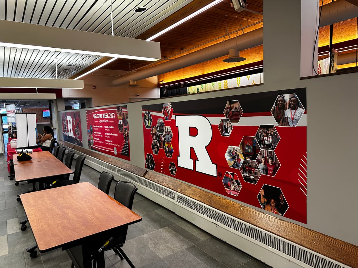Rutgers University wall display printed by Elevation Printing